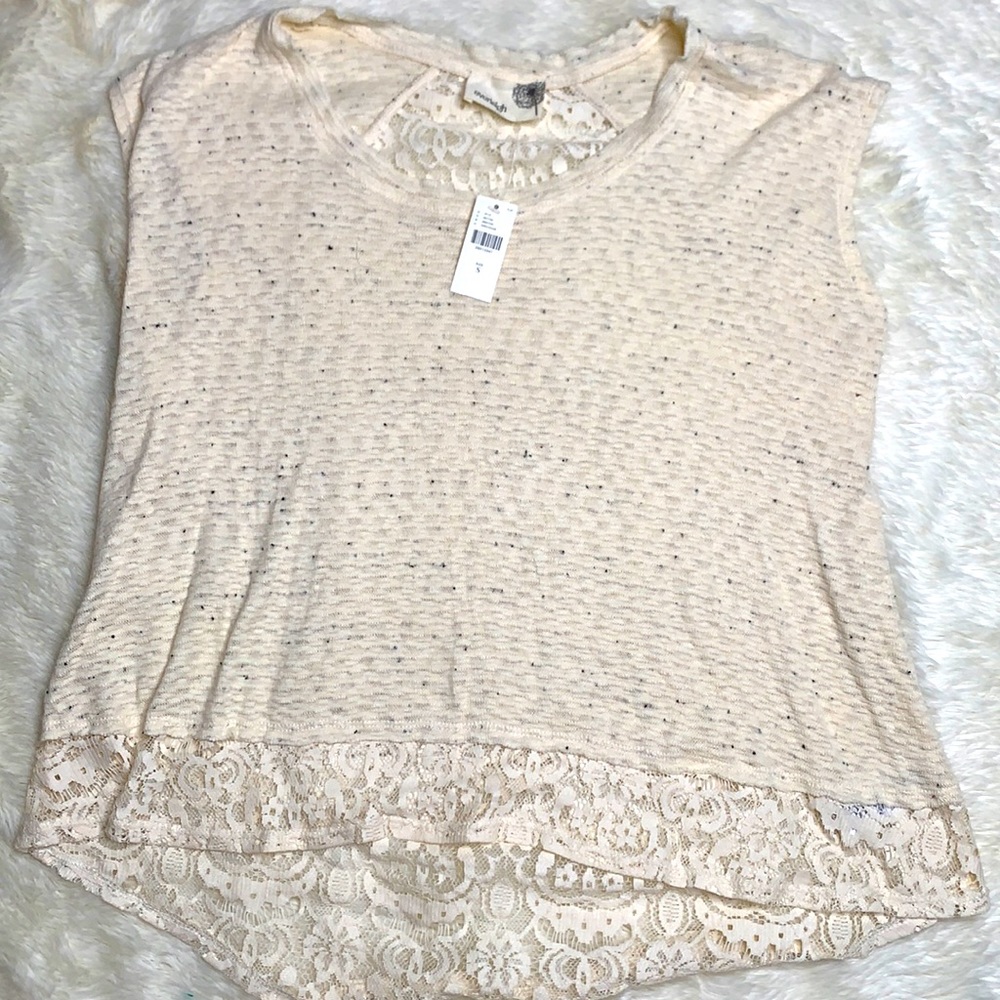 Anthropologie Everleigh Top NWT knit sweater lace size Small